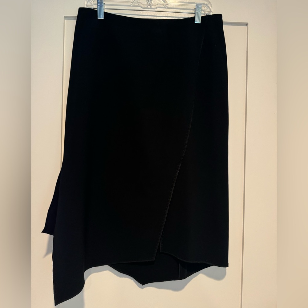 Lafayette 148 New York Black Asymmetrical Midi Wrap Skirt